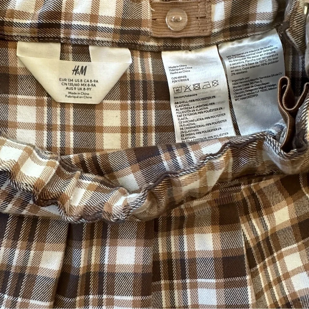 H&M Brown Plaid Pleated Skirt